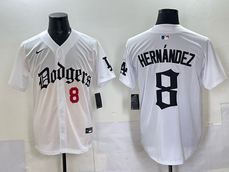 Men Los Angeles Dodgers #8 Hernandez white Nike 2025 MLB jersey 009->tampa bay rays->MLB Jersey
